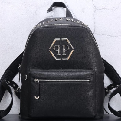 Philipp Plein 2018 Leather Back Pack,40cm - 필립플레인 2018 레더 남성용 백팩,PPB0007,40cm,블랙