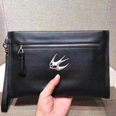 Alexander Mcqueen 2018 Leather Clutch Bag ,28CM - 알렉산더 맥퀸 2018 레더 남여공용 클러치백 MQB0008 ,28cm,블랙