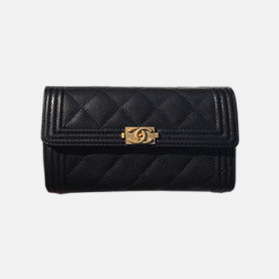 [1:1] Chanel 2018 Ladies Cavier Leather Purse - 샤넬 여성 신상 캐비어 중지갑 Cnl0074x.15CM 블랙