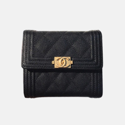 Chanel 2018 Ladies Cavier Leather Small Purse - 샤넬 여성 신상 캐비어 반지갑 Cnl0076x.11CM 블랙