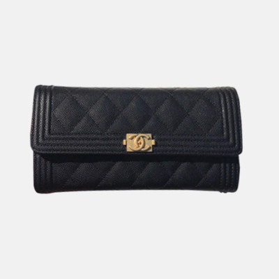 Chanel 2018 Ladies Cavier Leather Long Purse - 샤넬 여성 신상 캐비어 장지갑 Cnl0079x.19CM 블랙