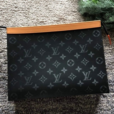 Louis Vuitton Pochette Voyage Monogram Eclipse Clutch Bag,26cm - 루이비통 포쉐트 보야지 모노그램 이클립스 남여공용 클러치백 M61692,LOUB0662,26cm,블랙