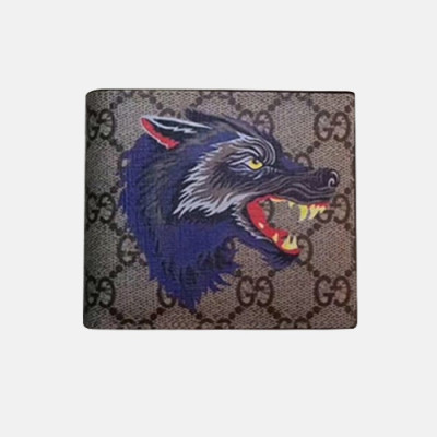 Gucci 2019 Wolf Print GG Supreme Wallet 451268 - 구찌 울프 프린트 gg 수프림 반지갑 Guc0556x.11CM.브라운