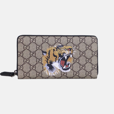 Gucci 2019 Tiger Print GG Supreme Zip Around Wallet 451273 - 구찌 타이거 프린트 gg 수프림 지퍼돌이 장지갑 Guc0560x.19CM.브라운