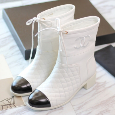 Chanel 2018 Ladies Leather Ankle Boots - 샤넬 여성 신상 레더 앵클 부츠 Cnl0120x.Size(225 -  250)화이트