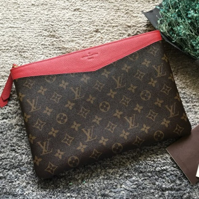 Louis Vuitton Daily Pouch MonogramClutch Bag,29.5cm- 루이비통 데일리 파우치 모노그램 클러치백,M62048,LOUB0852,29.5cm,브라운+레드