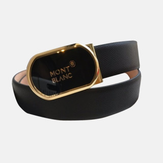 Montblanc 2019 Mens Box Logo Leather Belt - 몽블랑신상 남성 박스 로고 레더 벨트 Mont0021x.Size(3.5cm).블랙금장