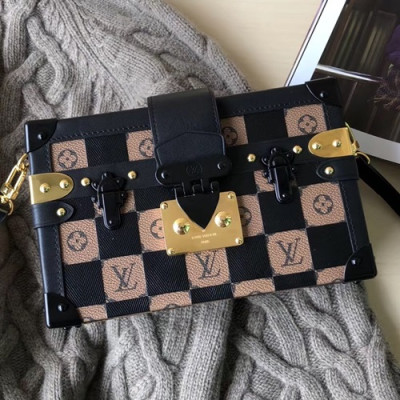 Louis Vuitton Petite Malle Shoulder Bag,19cm - 루이비통 쁘띠뜨 말 숄더백 M51600 ,LOUB0914,19cm,블랙+브라운