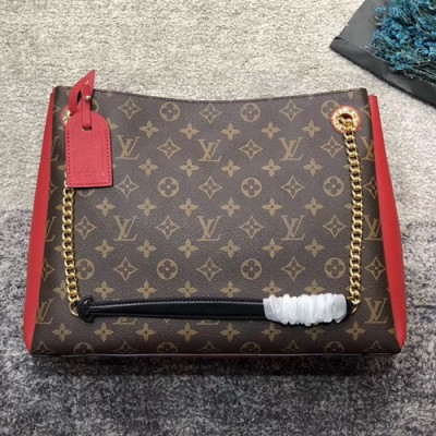 Louis Vuitton Surene MonogramTote Shoulder Bag,36cm - 루이비통 쉬렌 모노그램 토트 숄더백 M43772,LOUB0957,36cm,브라운+레드