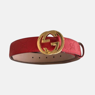 Gucci 2019 Ladies GG Logo Leather Belt - 구찌 신상 여성 GG 로고 레더 벨트 Guc0608x.Size(3.5cm).레드금장