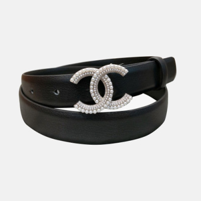 Chanel 2019 Ladies CC Pearl Buckle Leather Belt - 샤넬 여성 CC 진주 버클 레더 벨트 Cnl0133x.Size(2.5CM).블랙