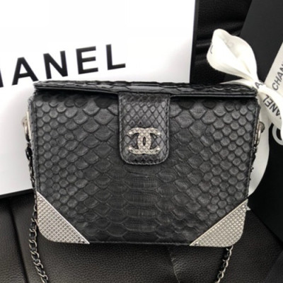 Chanel 2019 Leather Chain Pouch Shoulder Bag ,19CM - 샤넬 2019 레더 체인 파우치 숄더백  CHAB0543,19CM,블랙(실버)