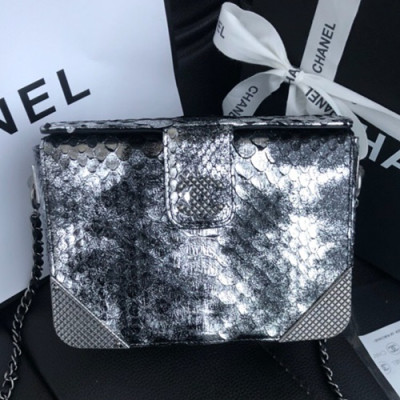 Chanel 2019 Leather Chain Pouch Shoulder Bag ,19CM - 샤넬 2019 레더 체인 파우치 숄더백  CHAB0550,19CM,그레이