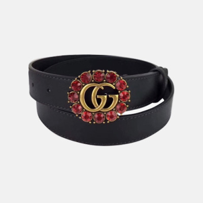 Gucci 2019 Ladies GG Cubic Buckle Leather Belt - 구찌 신상 여성 GG 큐빅 버클 레더 벨트 Guc0620x.Size(3.5cm).블랙