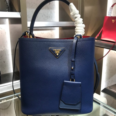 Prada Double Saffiano Tote Shoulder Bag,23cm - 프라다 여성용 두블레 사피아노 토트 숄더백 ,1BA212-4,23cm,블루