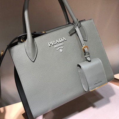 Prada Monochrome Tote Shoulder Bag,26cm - 프라다 모노크롬 여성용 토트 숄더백 ,1BA156-5,26cm ,그레이