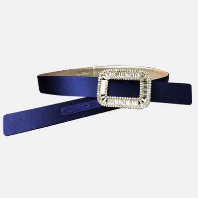 [매장판]Roger Vivier 2019 Ladies PilgrimCrystal Buckle Silk Belt - 로저비비에 필그림 크리스탈 버클 실크 벨트 Rog0013x.Size(3.0cm).블루