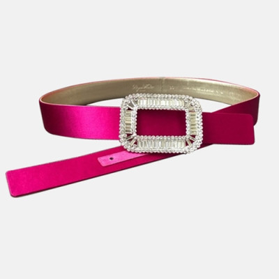 [매장판]Roger Vivier 2019 Ladies PilgrimCrystal Buckle Silk Belt - 로저비비에 필그림 크리스탈 버클 실크 벨트 Rog0014x.Size(3.0cm).핫핑크