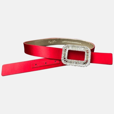 [매장판]Roger Vivier 2019 Ladies PilgrimCrystal Buckle Silk Belt - 로저비비에 필그림 크리스탈 버클 실크 벨트 Rog0016x.Size(3.0cm).레드