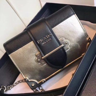 Prada 2018 Cahier Leather Shoulder Bag,18cm - 프라다 2018 카이에 레더 여성용 숄더백 ,1BH018-2,18cm,옐로우골드