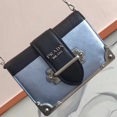 Prada 2018 Cahier Leather Shoulder Bag,18cm - 프라다 2018 카이에 레더 여성용 숄더백 ,1BH018-3,18cm,블루