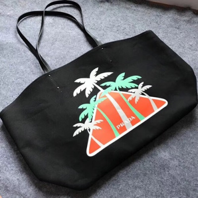 Prada 2018 Canvas Tote Shoulder Bag,40cm - 프라다 2018 캔버스 여성용 토트 숄더백 ,1BG218-6,40cm,블랙