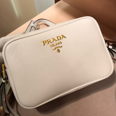 Prada 2018 Leather Vitello Phenix Double Zipper Shoulder Cross Bag,22CM - 프라다 2018 레더 비텔로 피닉스 더블 지퍼 숄더 크로스백,1BH082-1,22cm ,화이트