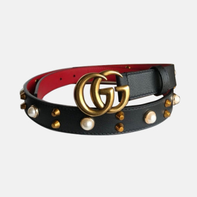 Gucci 2019 Ladies Pearl GG Buckle Leather Belt - 구찌 신상 여성 진주 GG 버클 레더 벨트 Guc0660x.Size(2.5cm).블랙