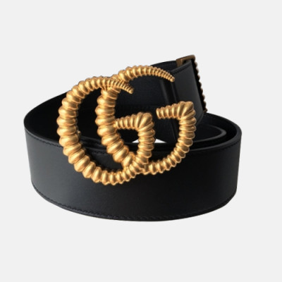 Gucci 2019 Ladies Vintage GG Buckle Leather Belt - 구찌 신상 여성 빈티지 GG 버클 레더 벨트 Guc0668x.Size(4.0cm).블랙금장