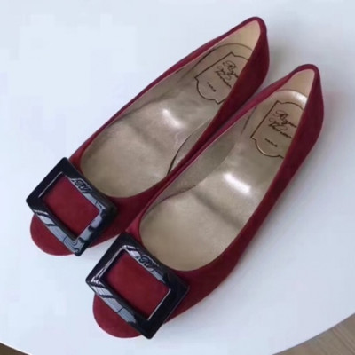 Roger Vivier 2019 Ladies Embellished Velvet Flat Shoes - 로저비비에 여성 엠블리쉬 벨벳 플랫 슈즈 Rog0044x.Size(220 - 250).레드