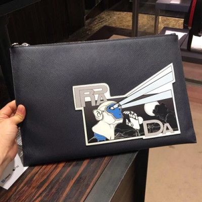 Prada Mens Saffiano Clutch Bag ,36CM - 프라다 사피아노 남성용 클러치백 2NH002-3,36CM,네이비+블루