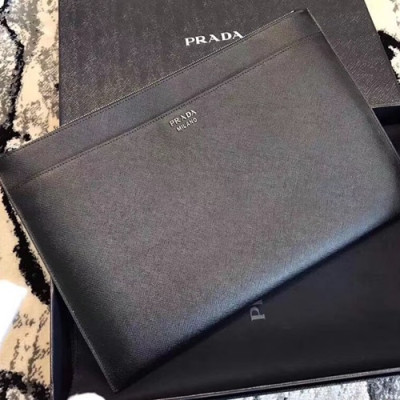 Prada Saffiano Mens Clutch Bag ,36CM - 프라다 사피아노 남성용 클러치백 S006,36CM,블랙