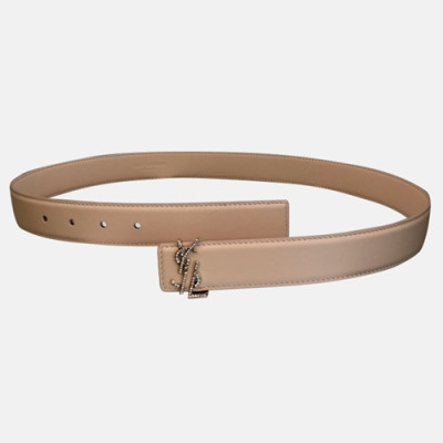 Saint Laurent 2019 Ladies Initial Logo Embellished Santi Leather Belt - 입생로랑 여성 이니셜 로고 엠벨리쉬 샌티 레더 벨트 Ysl0036x.Size(3.0cm).연핑크