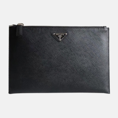 Prada Saffiano Mens Clutch Bag ,28CM - 프라다 사피아노 남성용 클러치백 2NG005-27,28CM,블랙