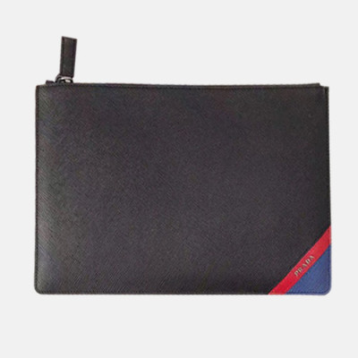 Prada Saffiano Mens Clutch Bag ,28CM - 프라다 사피아노 남성용 클러치백 2NG005-36,28CM,블랙+블루