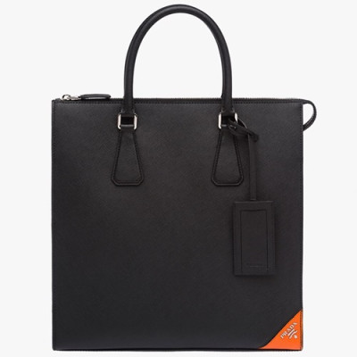 Prada Saffiano Mens Business Bag ,34CM - 프라다 사피아노 남성용 서류가방 2VG079-8,34CM,블랙+오렌지