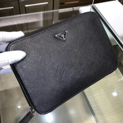 Prada Saffiano Mens Clutch Bag ,23.5CM - 프라다 사피아노 남성용 클러치백 2VF002-1,23.5CM,블랙