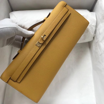 Hermes Kelly Cut Epsom Leather Clutch Bag ,31cm - 에르메스 켈리 컷 엡송 레더 여성용 클러치백 HERB0571,31cm,옐로우(금장)