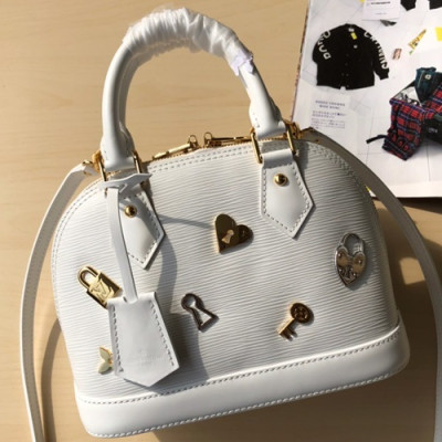 Louis Vuitton 2019 Alma Epi Leather Tote Shoulder Bag,23.5cm - 루이비통 2019 알마 에삐 레더 여성용 토트숄더백,M52884,LOUB0998 ,23.5cm,화이트