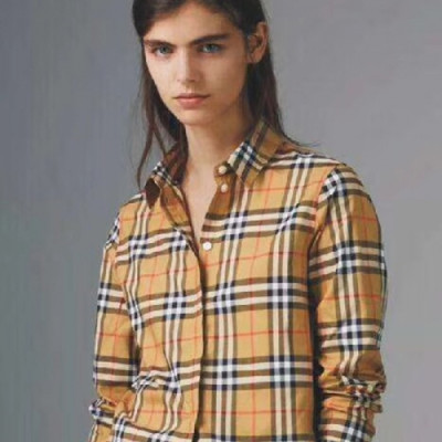 [매장판]Burberry 2018 Ladies Cotton Classic Check Shirt - 버버리 여성 신상 클랙식 체크 셔츠 Bur0413x.Size(m - 2xl).카키