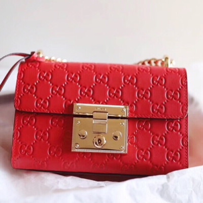 Gucci Pad Lock Mini Chain Shoulder Bag,20CM - 구찌 패드락 미니 체인 숄더백 ,409487,GUB0257 ,20CM,레드