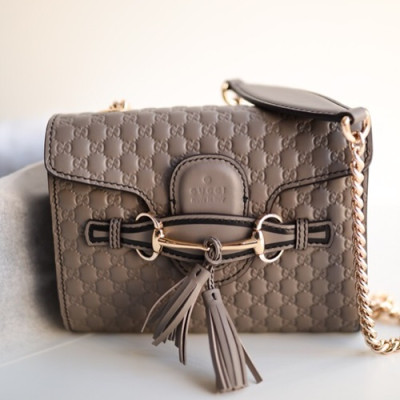 Gucci Microssima Emily Leather Chain Tote Bag,18CM - 구찌 마이크로시마 에밀리 레더 체인 크로스백 449636 ,GUB0268,18cm,그레이