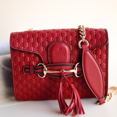 Gucci Microssima Emily Leather Chain Tote Bag,18CM - 구찌 마이크로시마 에밀리 레더 체인 크로스백 449636 ,GUB0269,18cm,레드