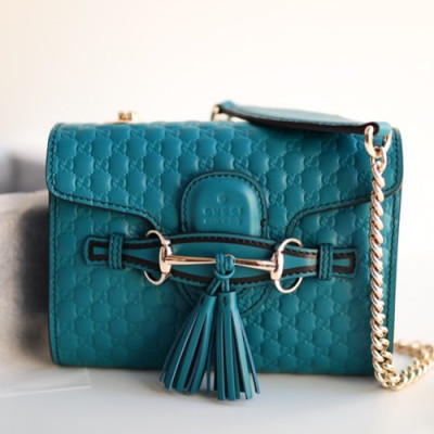 Gucci Microssima Emily Leather Chain Tote Bag,18CM - 구찌 마이크로시마 에밀리 레더 체인 크로스백 449636 ,GUB0270,18cm,블루