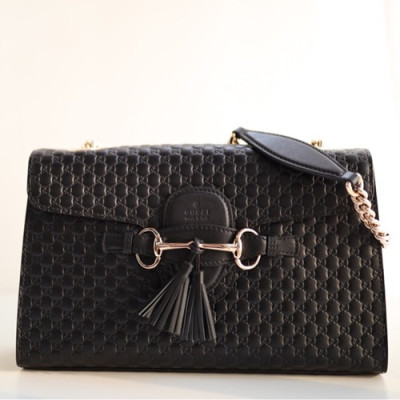 Gucci Microssima Emily Leather Chain Tote Bag,30CM - 구찌 마이크로시마 에밀리 레더 체인 크로스백 449635 ,GUB0272,30cm,블랙