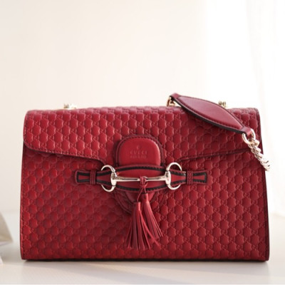 Gucci Microssima Emily Leather Chain Tote Bag,30CM - 구찌 마이크로시마 에밀리 레더 체인 크로스백 449635 ,GUB0274,30cm,레드