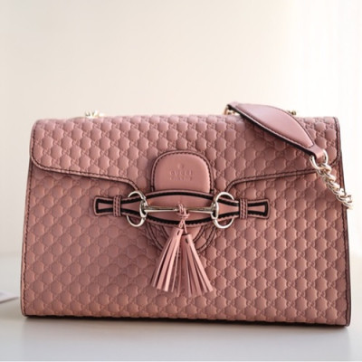 Gucci Microssima Emily Leather Chain Tote Bag,30CM - 구찌 마이크로시마 에밀리 레더 체인 크로스백 449635,GUB0276 ,30cm,핑크