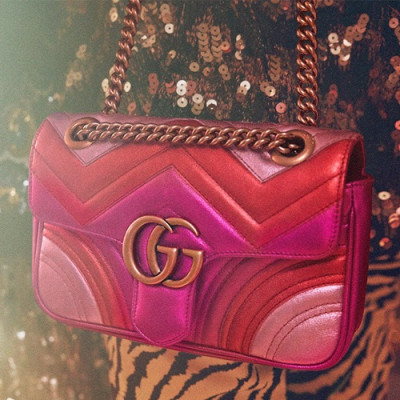 Gucci GG Marmont Matlase Women Shoulder Bag,22CM - 구찌 GG 마몬트 마틀라세 여성용 숄더백 446744,GUB0279,22CM,핑크