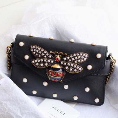 Gucci Brodway Leather Clutch Shoulder Bag ,25CM - 구찌 브로드웨이 레더 여성용 클러치 숄더백 453778,GUB0297 ,25cm,블랙