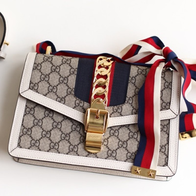 Gucci Sylvie Chain Shoulder Bag,25CM - 구찌 실비 체인 숄더백 421882,GUB0334,25CM,화이트